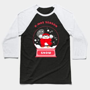 Xmas Season Snow Penguin (Red) Baseball T-Shirt